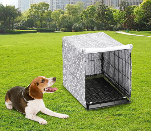 Pethiy Dog Crate Cover for Wire Crates, Fits Most 24" inch Dog Crates. Easy to Put On, Take Off, and Adjust - Cover only -Gray-24 Inch...