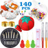 140 Pieces Sewing Tool Set Including Tomato Pin Cushion, Pumpkin Wrist Cushion, Glass Ball Head Pins, Self Threading Needle Gourd Shaped Needle Th...