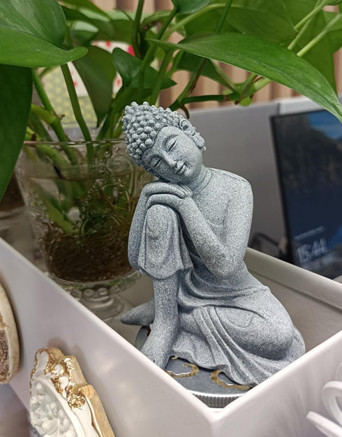 Fish Tank Decorations Set, Aquarium Buddha Statue Decorations and Aquarium Artificial Plastic Plants Set, Betta Fish Tank Accessories Aquarium Pla...
