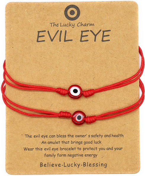 Adjustable Red Black String Blue Evil Eye Bracelets for Women Men Handmade Charm Lucky Bracelets...