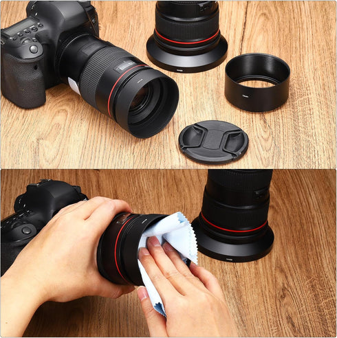 PATIKIL 27mm Lens Cap, 2 Pack Sides Pinch Snap Camera Lens Cover for Front Lens with Cloth, Suitable for 27mm Thread Universal DSLR Lenses, Black ...