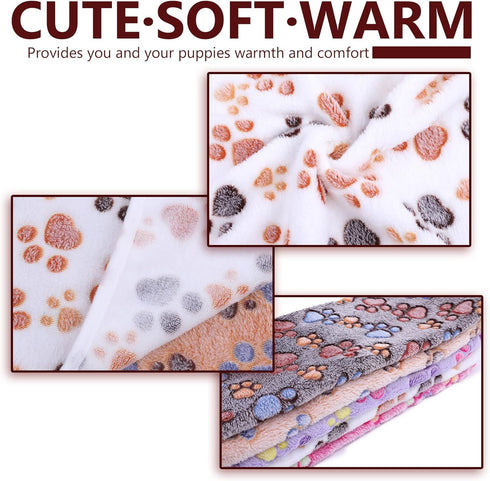 Pet Blanket Soft Fluffy Fleece Pet Mat Doggy Flannel Blanket Dog Cat Cute Paw Print Pet Blankets Pink Paw Medium(30''*20'')...