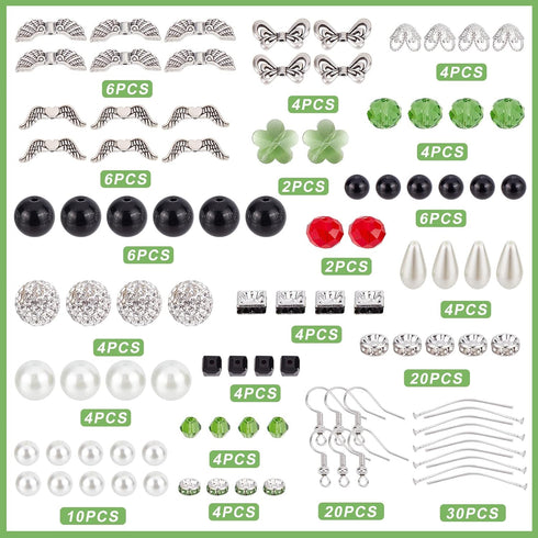 SUNNYCLUE 1 Box DIY 10 Pairs Christmas Themed Handcraft Snowman Earrings Making Kit Angel Wing Beads for Jewelry Making Czech Faceted Glass Bead F...