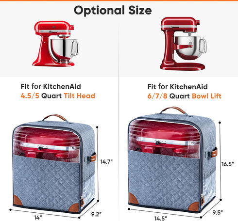 BAGSPRITE Stand Mixer Cover with Appliance Sliders Base Compatible with KitchenAid Mixer-Storage Bag for 4.5/5 Quart with Pockets for Kitchen Aid ...