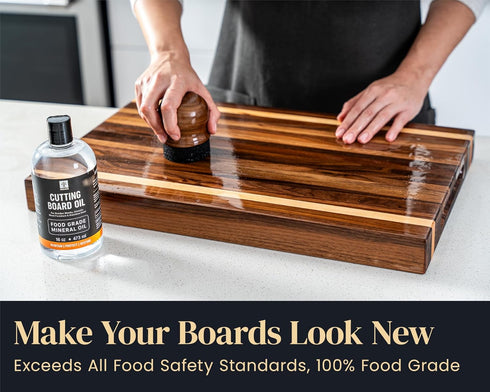 Food Grade Mineral Oil for Wood Cutting Board - 16oz, Food Safe USP Certified Cutting Board Oil & Butcher Block Conditioner for Bamboo Boards, Mar...