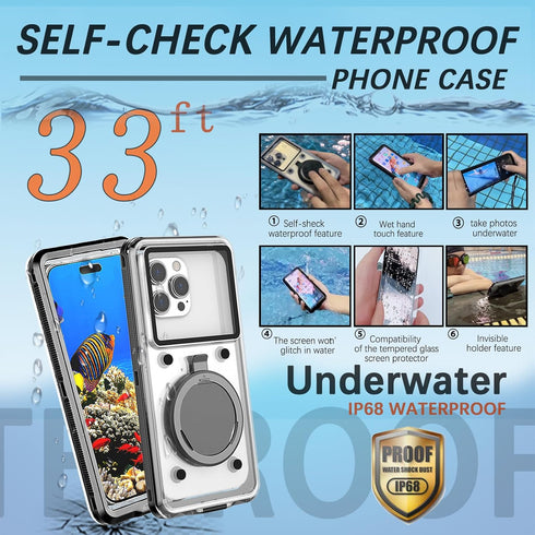 Series 8 Pro Max Waterproof Phone Case,Universal Self-Check Function Underwater Pouch Dry Bag Beach Travel Essentials Snorkeling Case for iPhone 1...