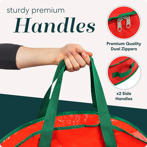 Handy Laundry, Christmas Wreath Storage Bag - Durable, Tarp Material, Zipper, Sturdy Carry Handles, Pest Protection - Ideal Home, Garage Organizat...