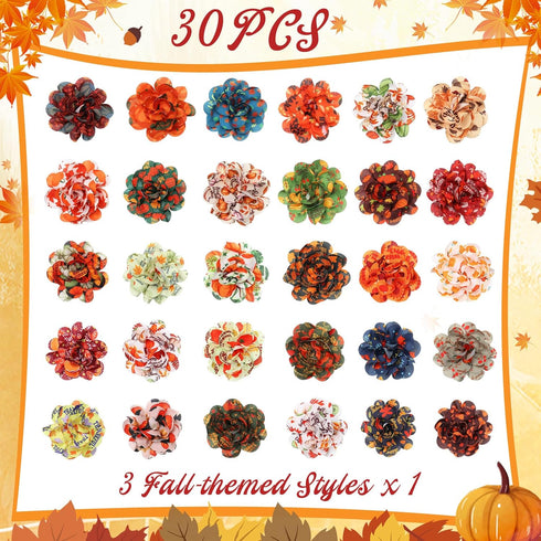 Sanwuta 30 Pcs Fall Dog Collar Flowers Bulk Thanksgiving Pet Flower Collar Bow Ties Holiday Dog Accessories Slides Attachment Decorations for Smal...
