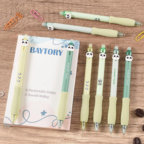 BAYTORY 8Pcs Cute Retractable Erasable Gel Pens, CS Fine Point 0.5mm, Quick Dry, Black and Blue Ink Pen with Eraser, Smooth Writing for Crossword ...