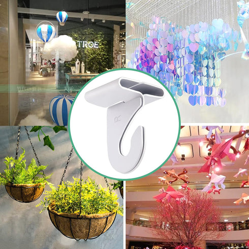 12 Pair Drop Ceiling Hooks, T-Bar Track Clip Suspended Ceiling Hooks,White Heavy Duty Ceiling Hooks for Hanging Plants & Decorations, Metal T-Bar ...