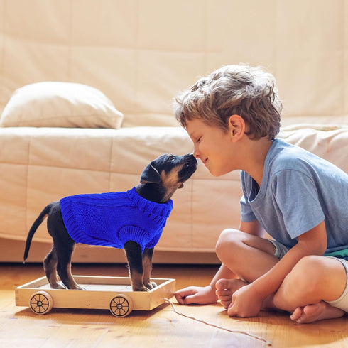 uxcell Small Dog Sweater Thick Twisted Knit Pullover Turtleneck Pet Dog Clothes Apparel, Soft Winter Warm Dog Sweater for Small Medium Puppy Dogs ...