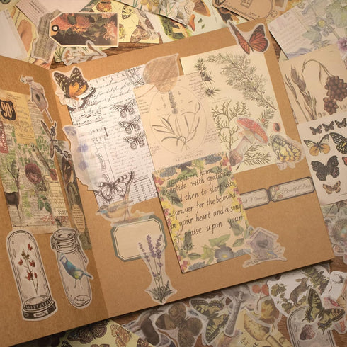 280Pcs Vintage Scrapbooking Supplies, Aesthetic Scrapbook Stickers Washi Paper Kit, Bullet Journaling Supplies Junk Stamping Planner Ephemera Coll...