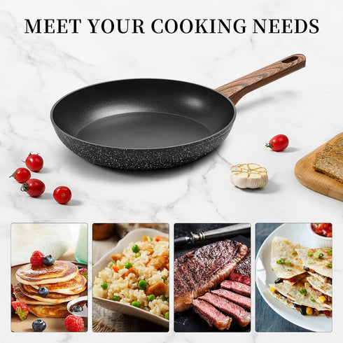Frying Pan Nonstick - 9.5 Inch Pan,Non Stick Skillet Pans Egg Omelette Pan, Black Nonstick Non Toxic Frying Pan,Oven Safe, Induction Compatible, P...