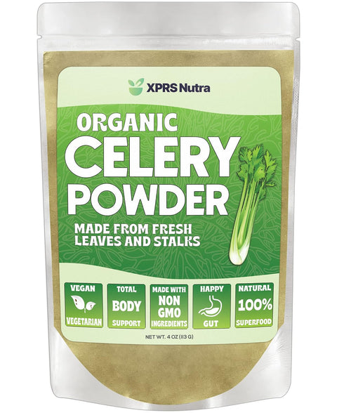 XPRS Nutra Organic Celery Powder - Celery Organic Fresh Powder Antioxidant - Premium Celery Powder Organic - Vegan Friendly Celery Fresh Powder (4...