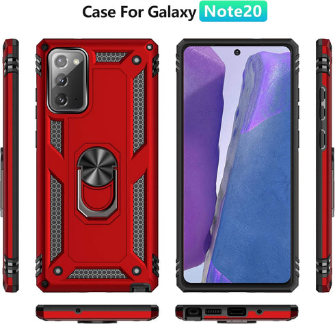 for Samsung Galaxy Note 20 Case, Note20 5G Case with HD Screen Protectors, Androgate Military-Grade Metal Ring Holder Kickstand 15ft Drop Tested S...