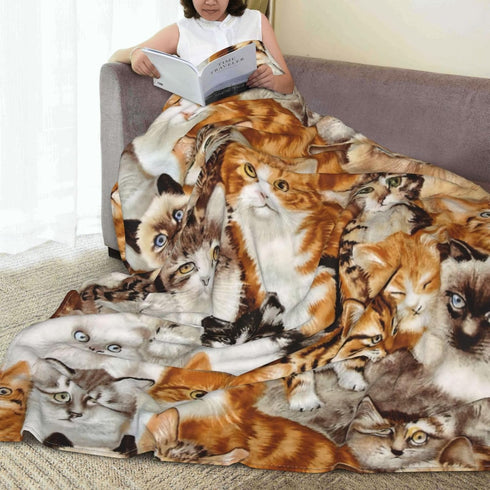 BLUBLU Cute Cat Design Flannel Fleece Bed Blanket Throw Blanket Lightweight Cozy Plush Blanket for Bedroom Living Rooms Sofa Couch 50"x40"...
