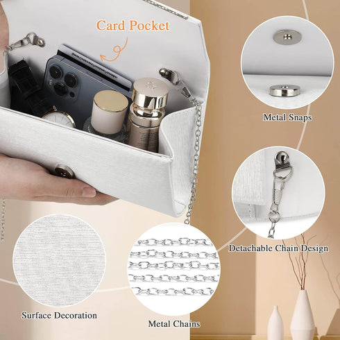 Women’s Evening Clutch Bag Elegant Cocktail Bridal Handbag Wedding Party Purse...