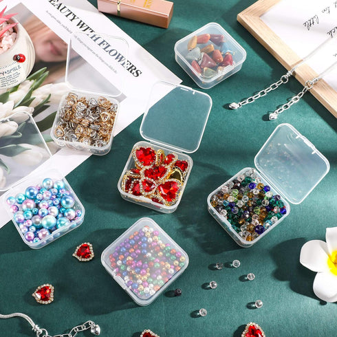 6 Pieces Mini Plastic Clear Beads Storage Containers Box for Collecting Small Items, Beads, Jewelry, Business Cards, Game Pieces, Crafts (2.13 x 2...