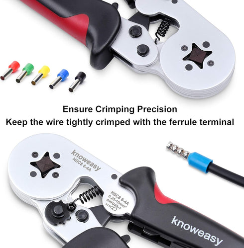 Ferrule Crimping Tool,Knoweasy HSC8 6-4A Ferrule Crimper and Wire Crimping Tool Used for 23-7 AWG (0.25-10 mm²) Cable End-Sleeves...