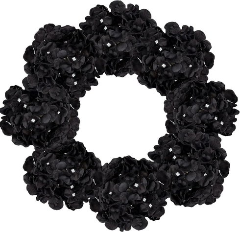 10pcs Hydrangea Silk Flowers Heads with Stems Artificial Hydrangea Flowers for Wedding Home Party Baby Shower Decor (Black)...