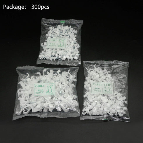 SinLoon 300pcs Cable Clips with Steel Nails 6mm 8mm 14mm Wire Holders Durable, UV Resistant Plastic Clips Help Organize Coax, Ethernet and Other C...