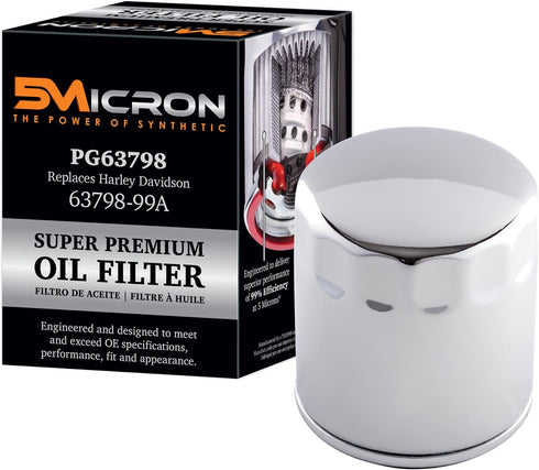 5Micron PG63798 Full Synthetic Oil Filter | Fits 2002-97 Buell M2 Cyclone, 2002 M2L Cyclone, 1998-96 S1 Lightning, 1998 S1 White Lightning, 1996-9...