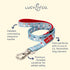 Lucy & Co. Designer Dog Leash - Pet Accessories - Thick Dog Leash - Padded Handle for Comfort - Holiday Red and Light Blue Santa - 5 Foot (Merry &...
