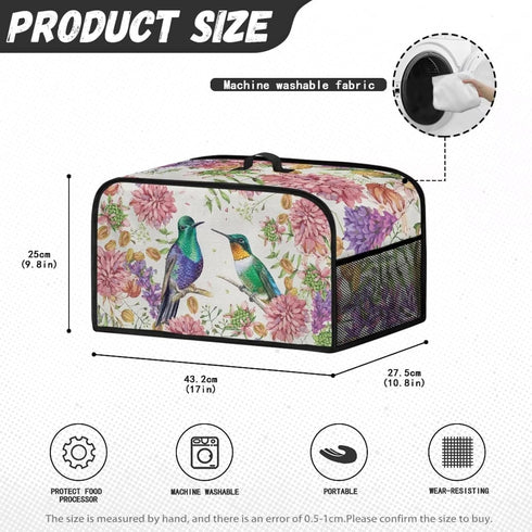 TODIYADDU Hummingbird Floral Slow Cooker Cover for Women Trendy Air Fryer Cover Dust Cover with Storage Pocket and Handle Portable Slow Cooker Car...