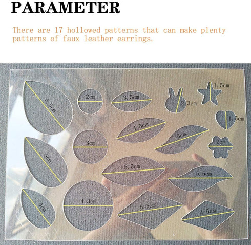 Reusable Earrings Making Template, Plastic Cutting Stencil for DIY Jewelry Making, Can Make Plenty of Faux Leather Earrings, Contains 2 Pcs faux l...