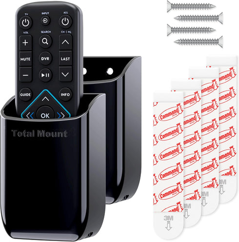 TotalMount Hole-Free Remote Holders – Eliminate Need to Drill Holes in Your Wall (Black Remote Control Holders, Quantity 2)...