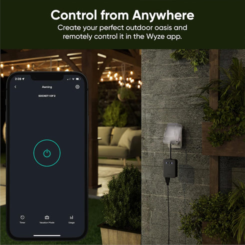 Wyze Plug Outdoor, Dual Outlets Energy Monitoring, IP64, 2.4GHz WiFi Smart Plug, Works with Alexa, Google Assistant, IFTTT, No Hub Required, Black...