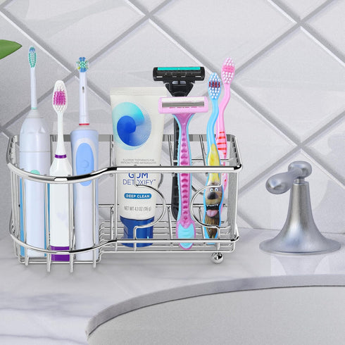 Simple Houseware Multi-Functional 6 Slots Toothbrush Holder, Chrome...