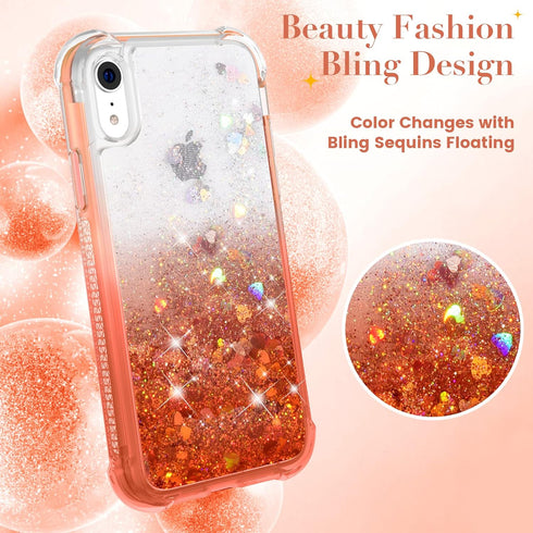 Ruky for XR Case, Glitter Clear Full Body Rugged Liquid Cover with Built-in Screen Protector...