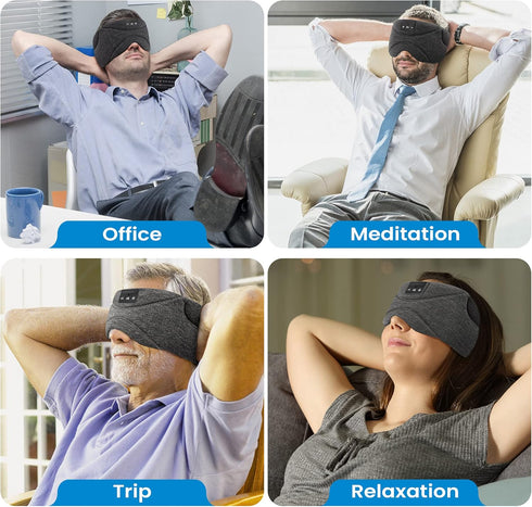 Flashmen Bluetooth Sleep Mask with White Noise Blackout Light Ice-Feeling Extra Soft Modal Lining Sleep Eye Mask Ultra-Thin Sleeping Headphones (B...