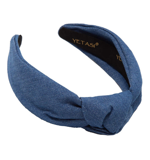 Dark Blue Denim Headbands for Women Get Compliments Head bands for Women's Hair are Chic. Knotted Headband is a Girls Fashion Designer Top Knot Ad...