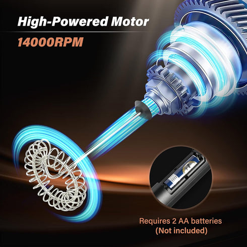 Simple Deluxe Milk Frother Handheld with Stainless Steel Stand Battery Operated Whisk Drink Mixer for Coffee, Frappe, Latte, Matcha, Black Handhel...