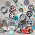 10 PCS Race Car Balloons, Foil Helmet Checkered Balloons and Hot Wheel Tire Balloons, Race Car Party Supplies for Boy Two Fast Birthday Party Cars...