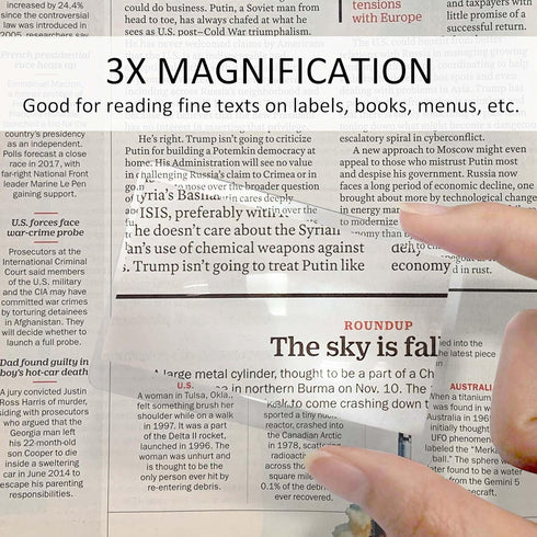 MAGDEPO 2X Large Area Magnifying Sheet Rigid Acrylic Full Page 10.5" X 7.8" with Card Size Magnifier for Reading Books, Maps, Newspapers, DIY Sola...