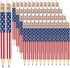 50Pcs Independence Day Pencil with Erasers American Flag Short Writing Pencils Red White Blue Patriotic Half Pencils for 4th of July School Office...
