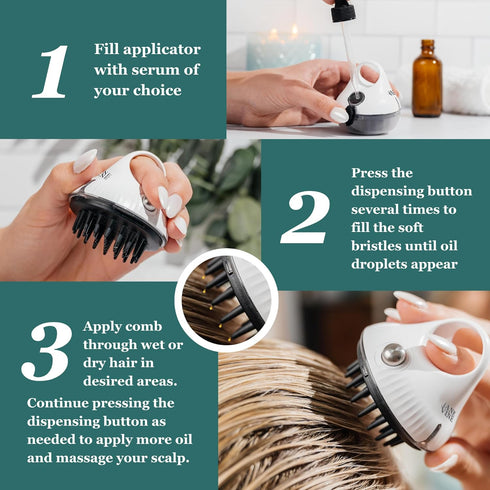 Hair Oil Applicator & Scalp Applicator for Hair Growth Serum - Hair Oil Comb & Brush for Scalp - Silicone Bristles - Hair Serum Applicator - Scalp...