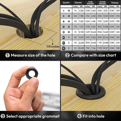 Rubber Grommets Kit - Rubber Washers for Wiring with Compact Assortment Box for Wiring, Plumbing, Hardware Repair, and Automotive...