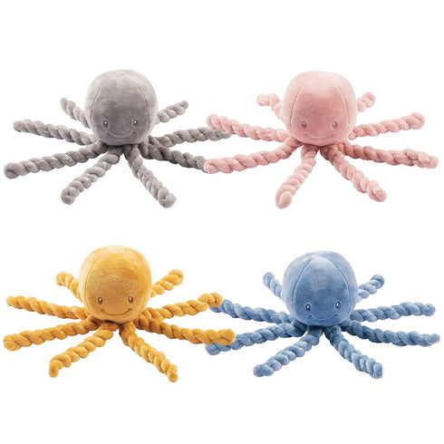 Nattou Plush Stuffed Toy, Cuddly Companion, Umbilical Cord Design Reassures Baby, Vegan, Lapidou Octopus, Yellow...