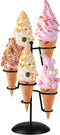 Black Iron Ice Cream Cone Holder Stand with Base 5 Holes to Display Snow Cones Sushi Hand Rolls Popcorn Candy French Fries Sweets Savory...