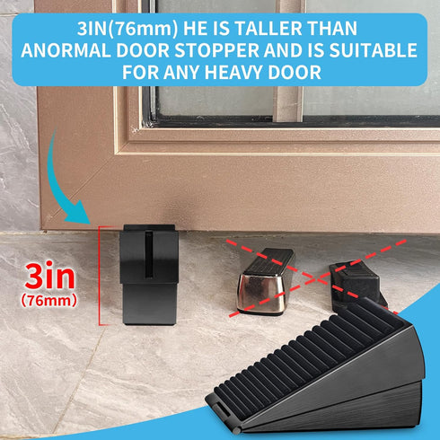 Strongest Adjustable Spring Loaded Large Door Stopper - Heavy Duty Tall Door Stop Wedge Door Stoppers for Bottom of Door, Tall up to 3 in Doorstop...