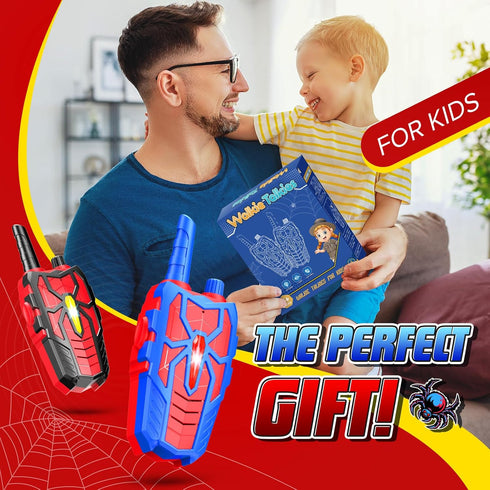 Spider Walkie Talkies Toys for Kids : Gifts for Boys Ages 3 4 5 6 7 8 9 10 Kids Walkie Talkies 2 Pack Outdoor Hiking Toy for 5-7 Year Old Boy Birt...
