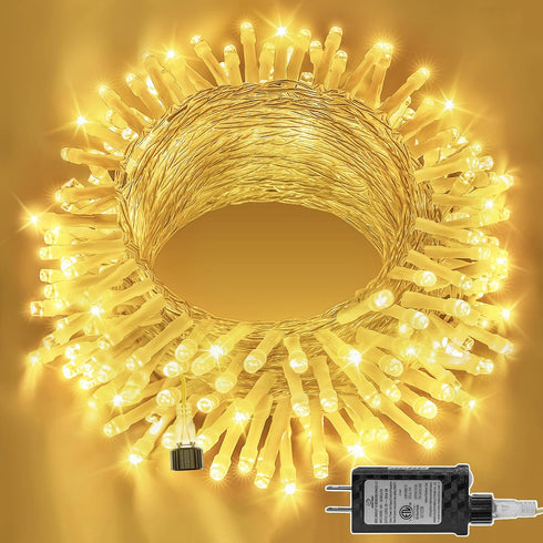 Ollny String Lights 120LED 40FT, Warm White Fairy Lights Waterproof Connectable Timer, 8 Modes Plug in Christmas Lights for Bedroom Outdoor Party ...