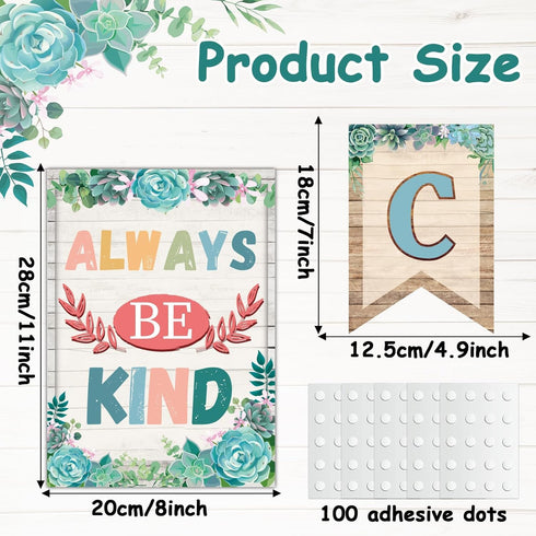 22Pcs Class Rules Posters Succulents Classroom Rules Bulletin Board Inspirational Class Decorations Behavior Educational Good Habits Manners Wall ...