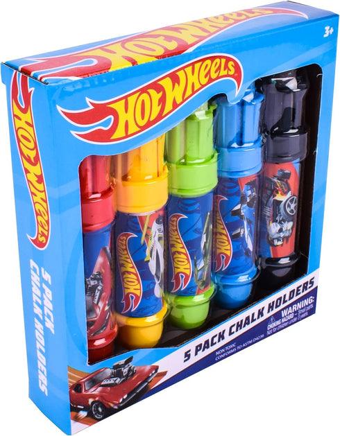 Sunny Days Entertainment Hot Wheels Jumbo Chalk Holders | 5 Chalk Sticks with Holders for Kids | Sidewalk Chalk for Toddlers...