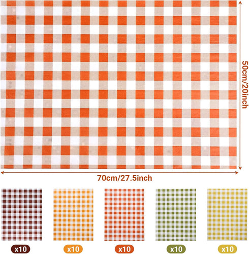 50 Sheets Large Size Autumn Plaid Tissue Bulk, 28 * 20'' Brown Green Yellow Red Orange Buffalo Plaid Gift Wrapping Tissue for Fall Harvest Thanksg...