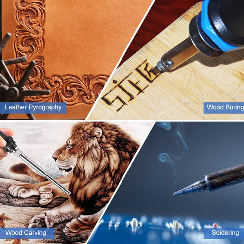 Wood Burning Pen Tips, 23 Pieces Stencils Soldering Iron Pyrography Working Carving Engraving Tool Kit Brass Wood Burning Tip Set for DIY Craft Ho...